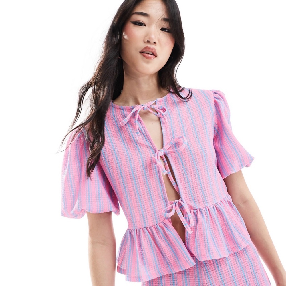 ASOS Pink and Blue Striped Top
